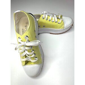 Stylus Womens Yellow & White Canvas Sneakers Size 36